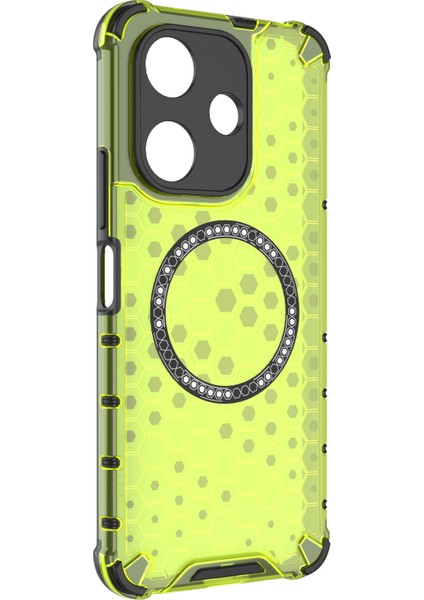 Xiaomi Redmi 13 5g/4g Manyetik Kılıf Petek Tpu+Pc Telefon Kapağı Yastıklama Darbeye Dayanıklı-Yeşil (Yurt Dışından) modelleri