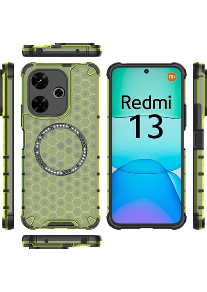 Xiaomi Redmi 13 5g/4g Manyetik Kılıf Petek Tpu+Pc Telefon Kapağı Yastıklama Darbeye Dayanıklı-Yeşil (Yurt Dışından) indirimleri