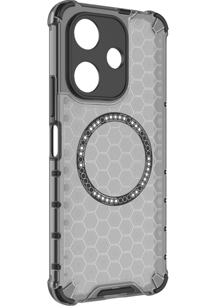 Xiaomi Redmi 13 5g/4g Manyetik Kılıf Petek Tpu+Pc Telefon Kapağı Yastıklama Darbeye Dayanıklı-Gri (Yurt Dışından) modelleri