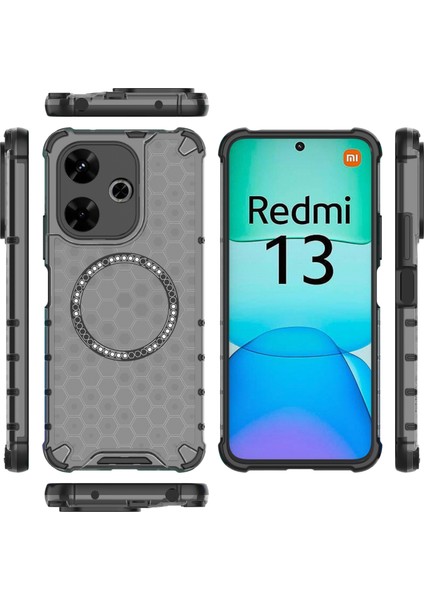 Xiaomi Redmi 13 5g/4g Manyetik Kılıf Petek Tpu+Pc Telefon Kapağı Yastıklama Darbeye Dayanıklı-Gri (Yurt Dışından) indirimleri