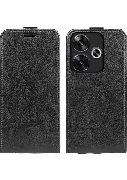 Xiaomi Redmi Turbo 3 5g Kılıf Kart Yuvaları ile Dikey Çevirme Deri Telefon Kapağı-Siyah (Yurt Dışından)