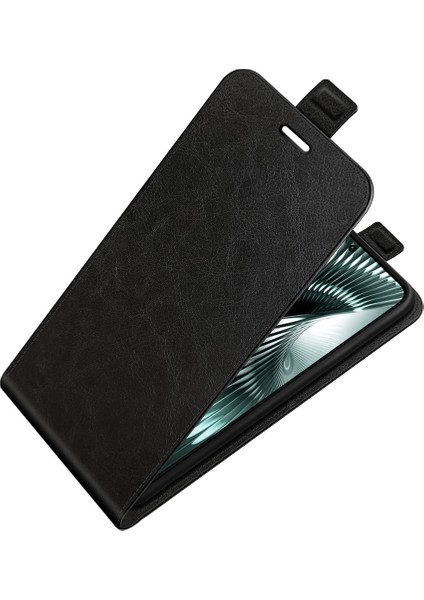 Xiaomi Redmi Turbo 3 5g Kılıf Kart Yuvaları ile Dikey Çevirme Deri Telefon Kapağı-Siyah (Yurt Dışından) modelleri