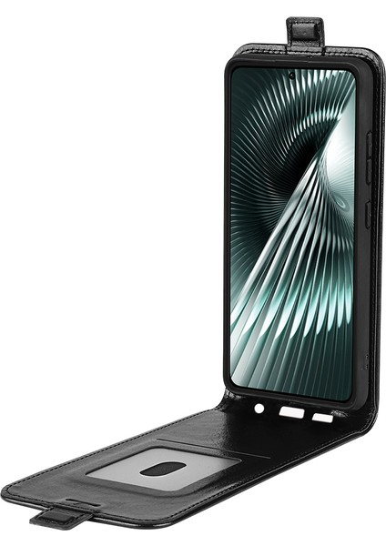 Xiaomi Redmi Turbo 3 5g Kılıf Kart Yuvaları ile Dikey Çevirme Deri Telefon Kapağı-Siyah (Yurt Dışından) fırsatları