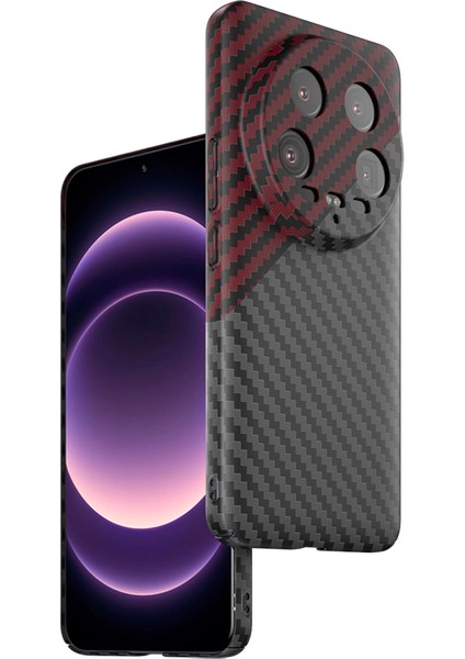 Xiaomi 14 Ultra Telefon Kılıfı Pc Arka Kapak Ekleme Karbon Fiber Doku-Siyah + Kırmızı Için (Yurt Dışından)