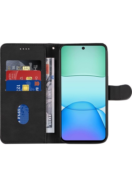 Xiaomi Redmi 13 5g/13 4g Kılıf Deri Folyo Çevirmeli Telefon Kapağı Kavisli Çizgi Baskılı-Siyah (Yurt Dışından) fiyatları