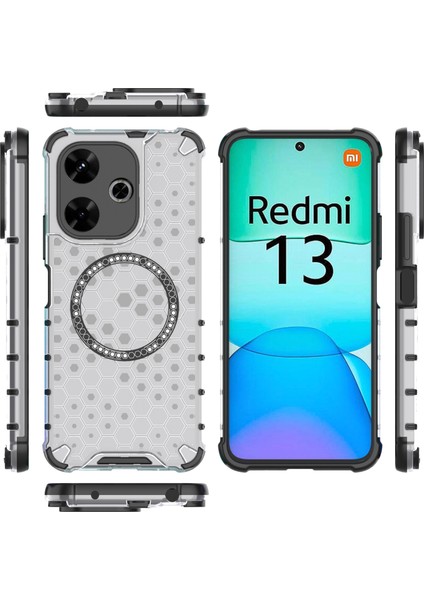 Xiaomi Redmi 13 5g/4g Manyetik Kılıf Petek Tpu + Pc Telefon Kapağı Yastıklama Darbeye Dayanıklı-Şeffaf (Yurt Dışından) indirimleri