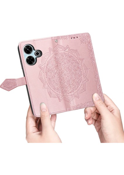 Xiaomi Redmi 13 5g/13 4g Kılıf Deri Telefon Kapağı Mandala Kabartmalı Tasarım-Gül Altın (Yurt Dışından) fırsatları