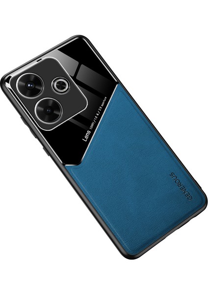 Xiaomi Redmi Note 13R 5g Kılıf Deri Kaplamalı Pc+Tpu Telefon Kapağı Kaymaz-Mavi Için (Yurt Dışından)