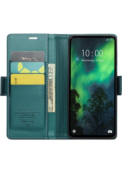 Caseme Xiaomi Redmi Note 13 5g Kılıf Deri Folyo Telefon Kapağı Rfıd Engelleme-Yeşil (Yurt Dışından) modelleri