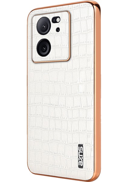 Azns Xiaomi Redmi K60 Ultra Kılıf Timsah Doku Galvanik Pu+Tpu Telefon Kapağı-Beyaz (Yurt Dışından)