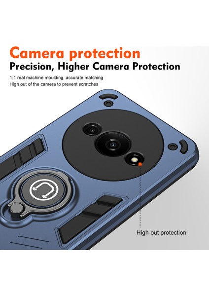 Xiaomi Redmi A3 Kılıf Anti-Drop Pc + Tpu Halka Kickstand Telefon Kapağı-Mavi (Yurt Dışından) modelleri