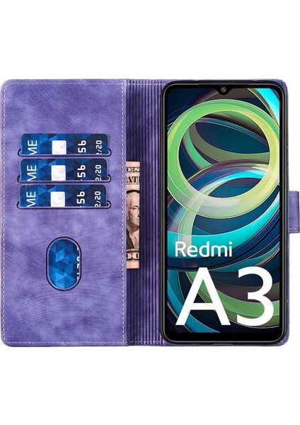 Xiaomi Redmi Için A3 Kılıf Çevirme Standı Deri Telefon Kapağı Kedi Aşk Kalp Baskılı-Mor (Yurt Dışından) fiyatları
