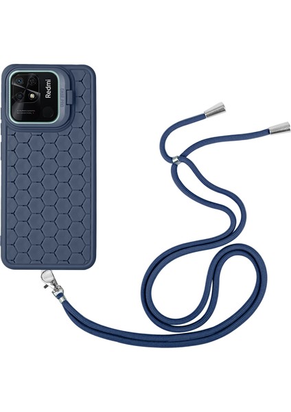 Xiaomi Redmi Için 10C 4g Kickstand Kılıfı Isı Dağılımı Tpu Telefon Kapağı Kordon-Koyu Mavi (Yurt Dışından)