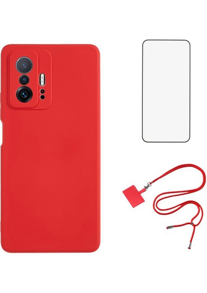 Wanlonfeng Rb1 Serisi Xiaomi 11T 5g Tpu Kılıf Ekran Koruyucu + Kordon-Kırmızı (Yurt Dışından)