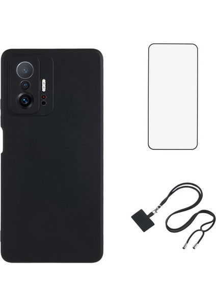 Wanlonfeng Rb1 Serisi Xiaomi 11T 5g Tpu Kılıf Ekran Koruyucu + Kordon-Siyah (Yurt Dışından)