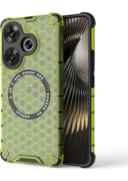 Xiaomi Poco F6 5g Manyetik Kılıf Petek Tpu+Pc Cep Telefonu Kapağı-Yeşil (Yurt Dışından)