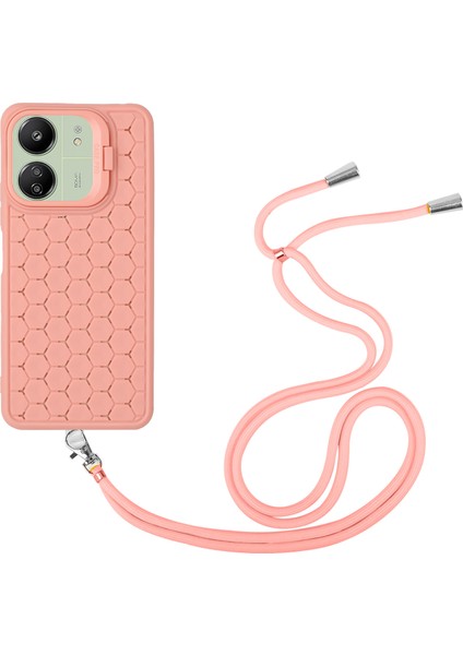 Xiaomi Redmi Için 13C 4g/5g Kılıf Kordonlu Tpu Telefon Kapağı Isı Dağıtımı Dahili Kickstand-Pembe (Yurt Dışından)