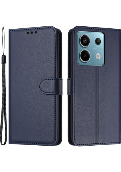 Xiaomi Redmi Note 13 5g Kılıf Standı Cüzdan Telefon Deri Kapak-Mavi (Yurt Dışından)