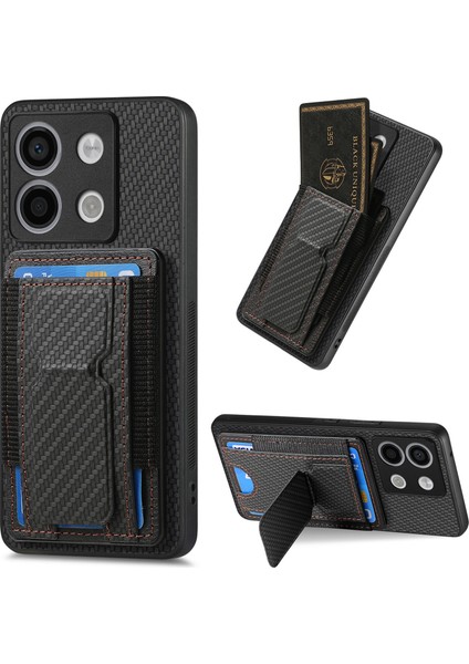 Xiaomi Poco X6 5g Kılıf Kickstand Kart Tutucu Deri Arka Kapak-Siyah (Yurt Dışından)