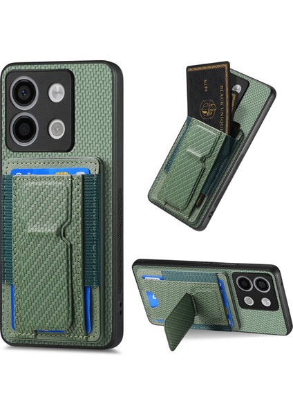 Xiaomi Poco X6 5g Kılıf Kickstand Kart Tutucu Deri Arka Kapak-Yeşil (Yurt Dışından)