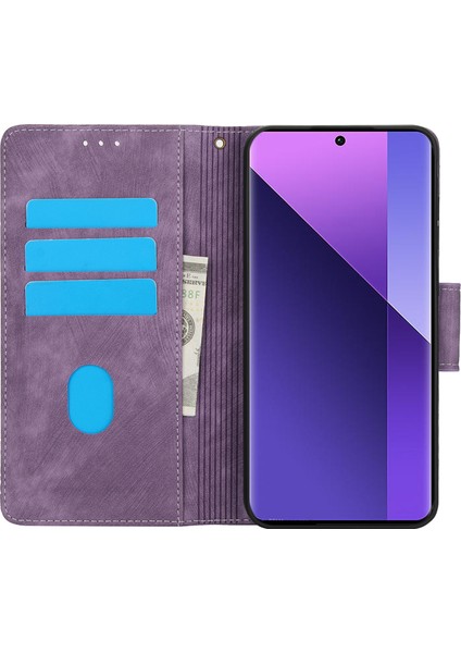 Xiaomi Redmi Note 13 Pro+5g Telefon Kılıfı Desenli Baskı Çizilmez Deri Kapak Çevirin-Mor (Yurt Dışından) fiyatları