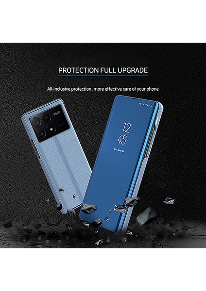 Xiaomi Poco F6 Pro 5g Kılıf Ayna Tasarımı Deri Telefon Kapağı-Mor/mavi (Yurt Dışından) modelleri