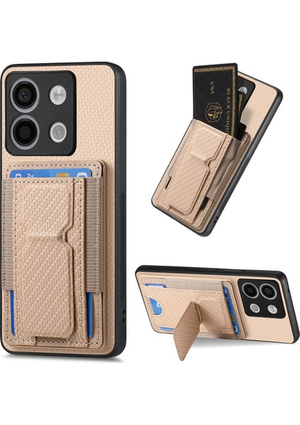 Xiaomi Poco X6 5g Kılıf Kickstand Kart Tutucu Deri Arka Kapak-Bej Için (Yurt Dışından)
