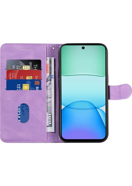 Xiaomi Redmi 13 5g/13 4g Kılıf Deri Folyo Çevirmeli Telefon Kapağı Kavisli Çizgi Baskılı-Açık Mor (Yurt Dışından) fiyatları