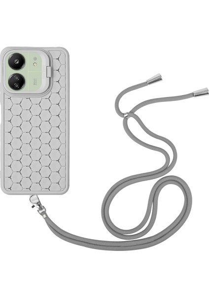 Xiaomi Redmi Için 13C 4g/5g Kılıf Kordonlu Tpu Telefon Kapağı Isı Dağıtımı Dahili Kickstand-Gri (Yurt Dışından)