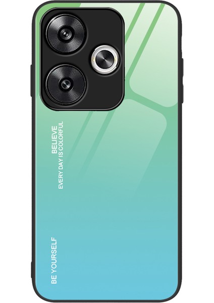 Xiaomi Poco F6 5g Kılıf Gradyan Renkli Temperli Cam Arka Kapak Çizilmez-Mavi/mavi Için (Yurt Dışından)