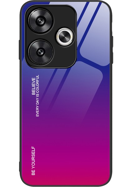 Xiaomi Poco F6 5g Kılıf Gradyan Renk Temperli Cam Arka Kapak Çizilmez-Mavi/gül Için (Yurt Dışından)