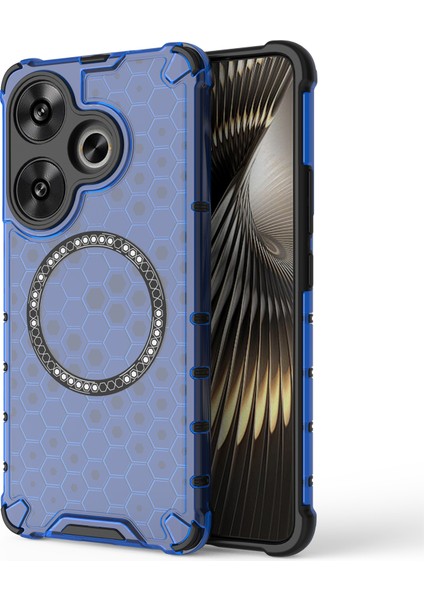 Xiaomi Poco F6 5g Manyetik Kılıf Petek Tpu+Pc Cep Telefonu Kapağı-Mavi Için (Yurt Dışından)