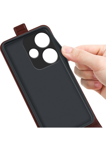 Xiaomi Redmi Turbo 3 5g Kılıf Kart Yuvaları ile Dikey Çevirme Deri Telefon Kapağı-Kahverengi (Yurt Dışından) modelleri