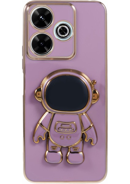 Xiaomi Redmi 13 5g/13 4g Kılıf Elektroliz Tpu Telefon Kapağı Sevimli Astronot Kickstand-Mor Için (Yurt Dışından)