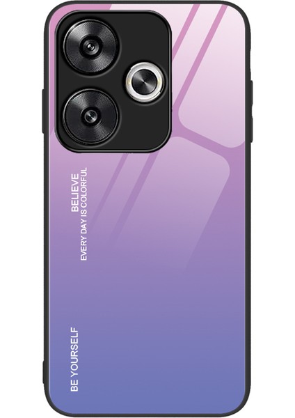 Xiaomi Poco F6 5g Kılıf Için Degrade Renk Temperli Cam Arka Kapak Çizilmez-Pembe/mor (Yurt Dışından)