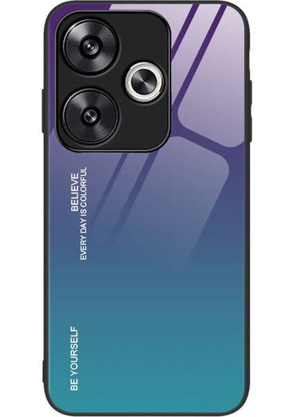 Xiaomi Poco F6 5g Kılıf Için Degrade Renk Temperli Cam Arka Kapak Çizilmez-Mor/mavi (Yurt Dışından)