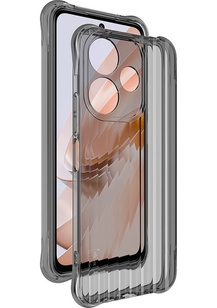 Imak For Xiaomi Redmi 13 5g/4g Tpu Telefon Kılıfı Oluklu Doku-Şeffaf Siyah (Yurt Dışından)