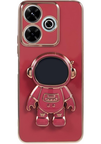 Xiaomi Redmi 13 5g/13 4g Kılıf Elektroliz Tpu Telefon Kapağı Sevimli Astronot Kickstand-Kırmızı (Yurt Dışından)