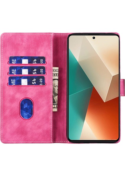 Xiaomi Redmi Için Not 13 5g Kılıf Kart Yuvaları ile Aşk Kalp Kedi Baskılı Deri Telefon Kapağı Stand-Rose (Yurt Dışından) fiyatları