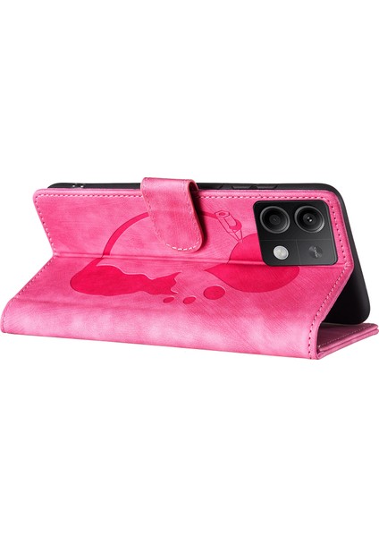 Xiaomi Redmi Için Not 13 5g Kılıf Kart Yuvaları ile Aşk Kalp Kedi Baskılı Deri Telefon Kapağı Stand-Rose (Yurt Dışından) fırsatları