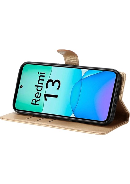 Xiaomi Redmi 13 5g/13 4g Telefon Kılıfı Için Çiçek Baskı Deri Cüzdan Kapak-Altın (Yurt Dışından) fırsatları