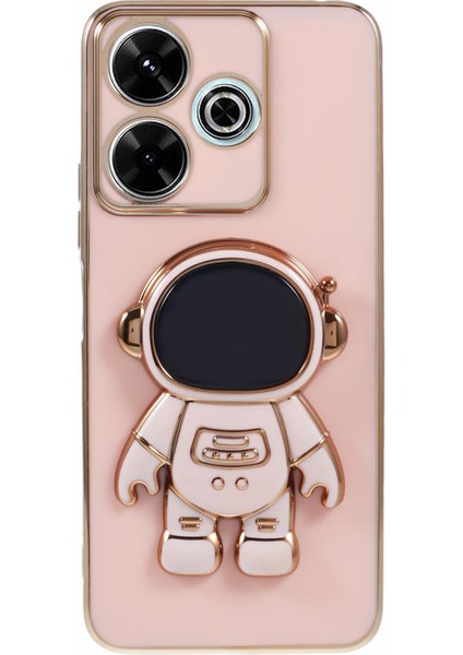 Xiaomi Redmi 13 5g/13 4g Kılıf Elektroliz Tpu Telefon Kapağı Sevimli Astronot Kickstand-Pembe (Yurt Dışından)