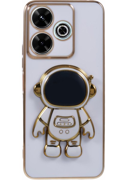 Xiaomi Redmi 13 5g/13 4g Kılıf Elektroliz Tpu Telefon Kapağı Sevimli Astronot Kickstand-Beyaz (Yurt Dışından)