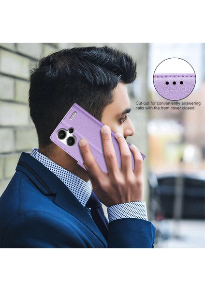 Bınfen Renk Xiaomi Redmi Note 13 Pro+5g Litchi Doku Flip Case Deri Telefon Kapağı-Mor (Yurt Dışından) indirimleri
