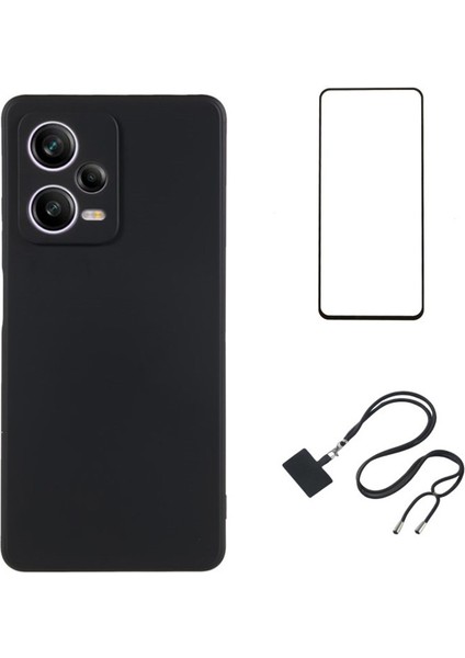 Wanlonfeng Rb1 Serisi Xiaomi Redmi Için Not 12 Pro 5g Telefon Kılıfı Ekran Filmi ile Tpu Kapak-Siyah (Yurt Dışından)