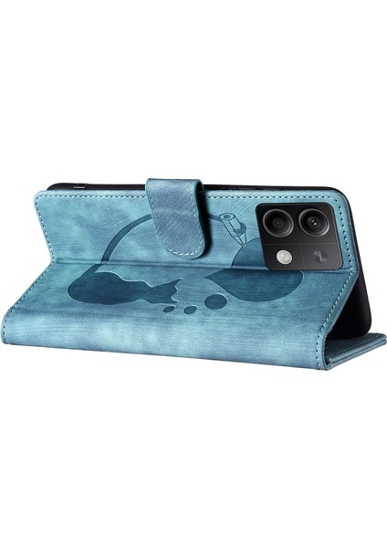Xiaomi Redmi Için Not 13 5g Kılıf Kart Yuvaları ile Aşk Kalp Kedi Baskılı Deri Telefon Kapağı Stand-Mavi (Yurt Dışından) fırsatları