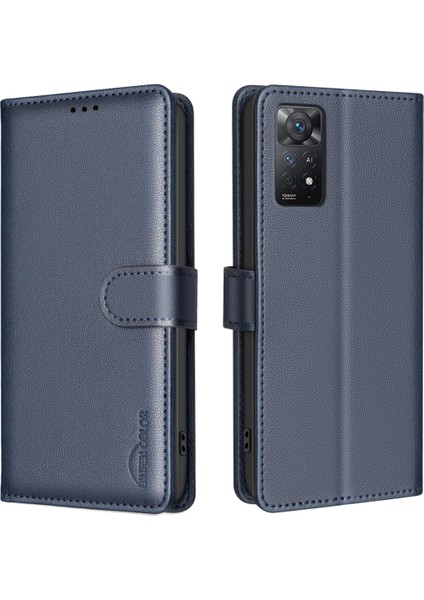 Xiaomi Redmi Note 11 Pro 4g (Mediatek)/note 11 Pro 5g (Qualcomm) Deri Telefon Kılıfı-Mavi (Yurt Dışından)