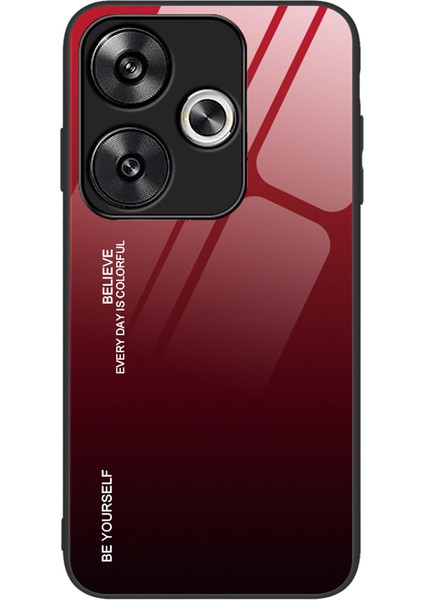Xiaomi Poco F6 5g Kılıf Gradyan Renk Temperli Cam Arka Kapak Çizilmez-Kırmızı/siyah Için (Yurt Dışından)