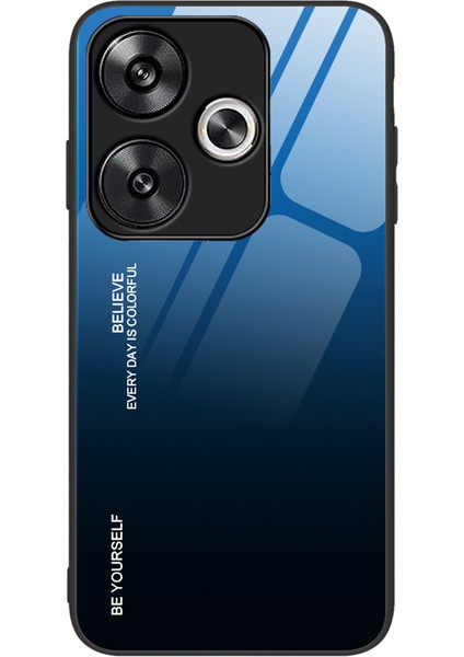 Xiaomi Poco F6 5g Kılıf Gradyan Renkli Temperli Cam Arka Kapak Çizilmez-Mavi/siyah Için (Yurt Dışından)