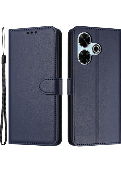 Xiaomi Redmi 13 5g/13 4g Telefon Kılıfı Çizilmez Stand Deri Cüzdan Kapağı-Mavi (Yurt Dışından)